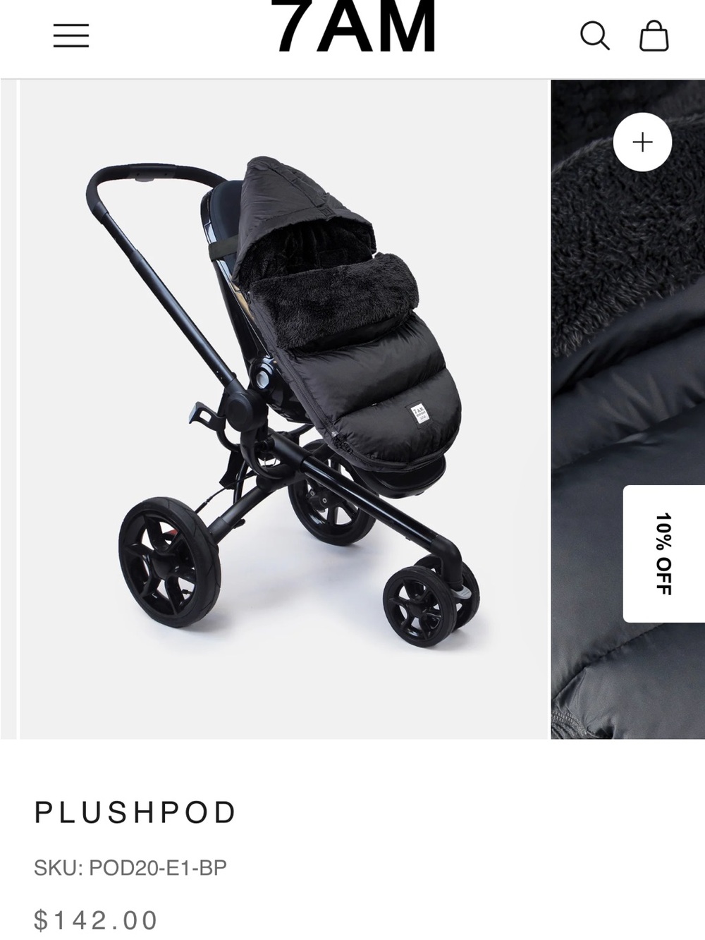 PlushPod Black Baby Stroller Footmuff - Cozy Insulated Liner
